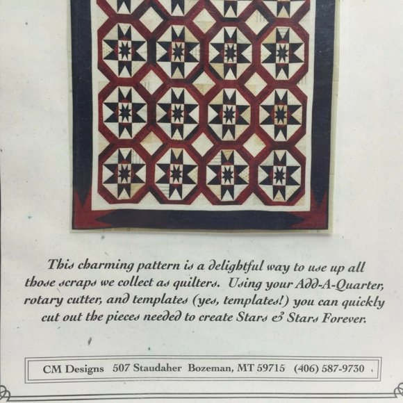 Stars And Stars Forever CM Designs #CM21 Quilt Craft Pattern Kit 47"x53" 59"x81" - Picture 2 of 6